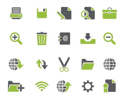 Grey and light green Web icon set , web and graphic icons for web computer and mobile vector
