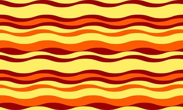 Vibrant wavy stripes in warm autumnal hues create a seamless pattern perfect for website backgrounds, textiles, or packaging. The repeating design evokes feelings of warmth, energy, and retro style. vector