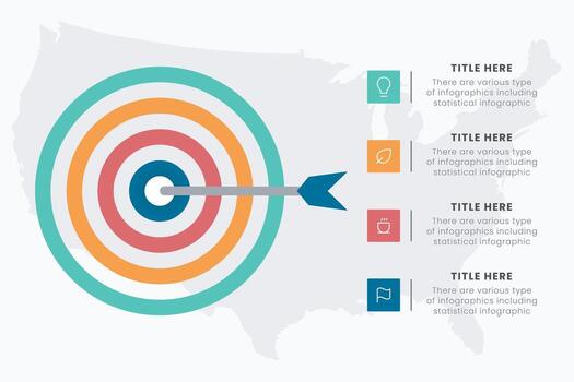 Target Infographic design template with 4 steps for web, business, presentations vector