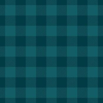 Fibrous pattern seamless fabric, track tartan texture background. School check plaid textile in dark and cyan colors. vector