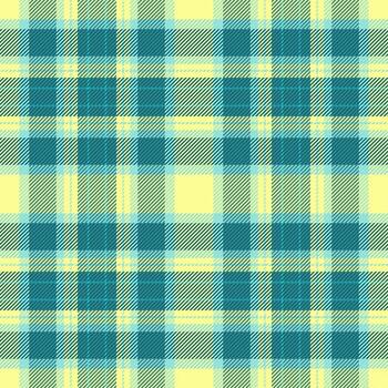 Classic plaid pattern in lemon yellow and teal hues. Seamless texture great for backgrounds, textiles, packaging, design projects. A timeless, versatile design element. vector