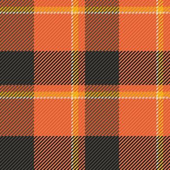 Detailed orange and black plaid pattern. Cozy textile design with classic, rustic vibes. Ideal for backgrounds, fabrics, or adding a touch of fall charm. vector