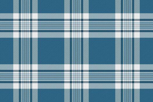 Classic plaid pattern with blue and white hues. Textile design with intersecting lines, perfect for backgrounds, apparel, or festive projects. Timeless style vector