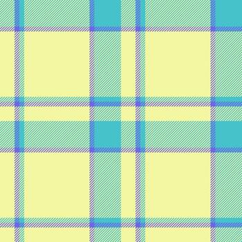 Cool plaid fabric texture, scotland seamless textile pattern. Gentle tartan background check in lime and cyan colors. vector