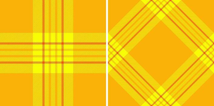 Vibrant yellow orange plaid pattern variations. Warm, energetic design. Great for backgrounds, textiles, or abstract graphics. A modern, seamless texture. vector