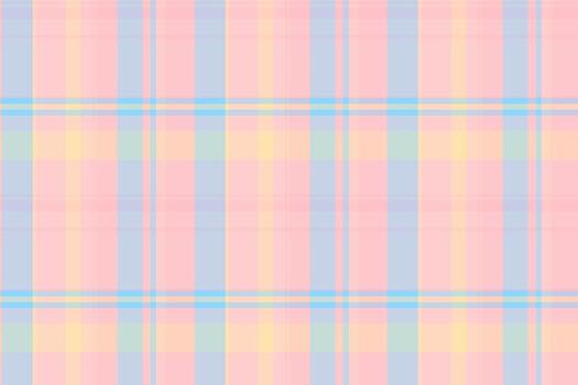 Soft pastel plaid pattern with intersecting lines in pink, blue, yellow, and green. Evokes nostalgia, spring, and fabric textures. Ideal for backgrounds and designs. vector