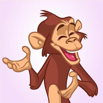 Cartoon monkey with hands up and smiling vector