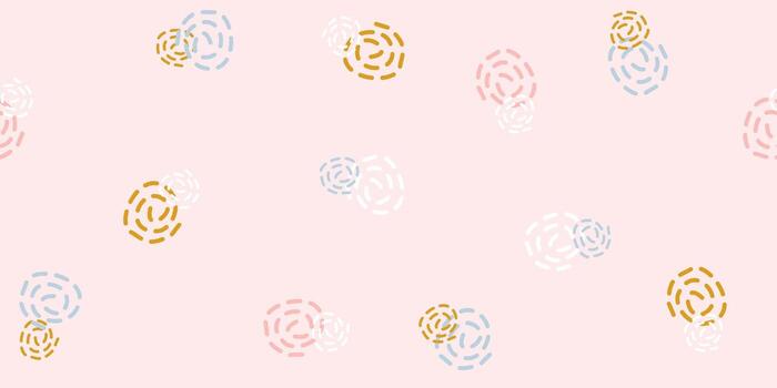 modelo ilustración de al azar dispersado vistoso mano dibujado estilo puntos y a rayas círculos en rosado antecedentes vector