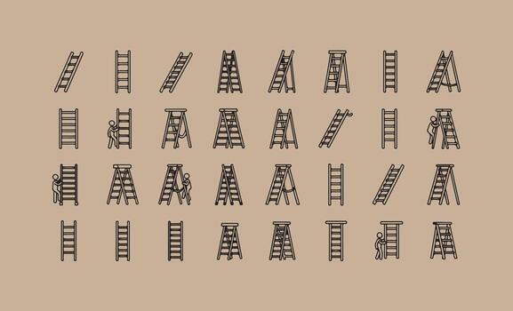 Abstract pattern of vertical lines and shapes on a tan background vector