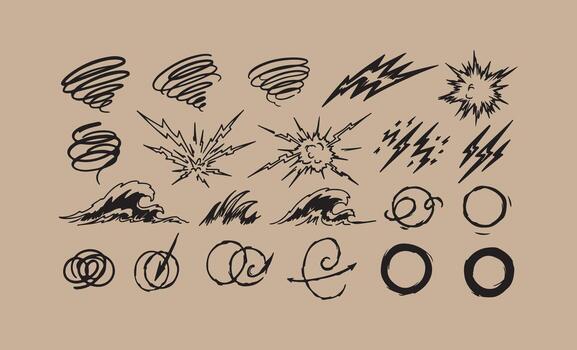 colección de mano dibujado resumen Escribiendo y salpicar elementos vector