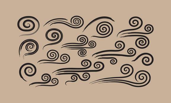 resumen remolinos y viento golpes en negro en bronceado antecedentes vector