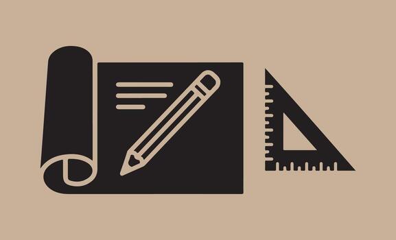 Architectural blueprint design with pencil and triangle ruler vector