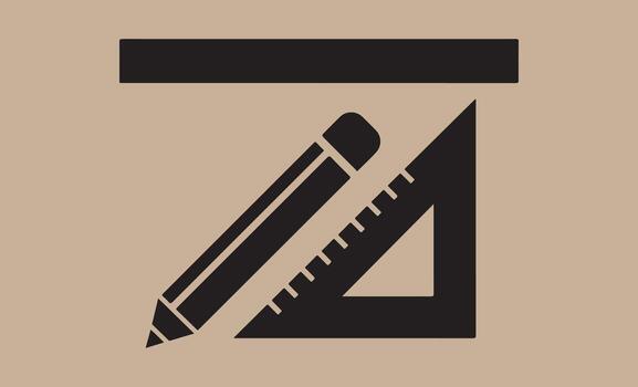 Pencil and ruler icon for drafting and design vector