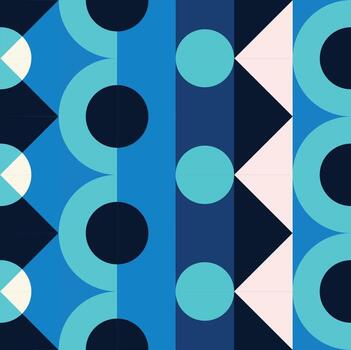 Blue Circular and Triangular Pattern Design vector