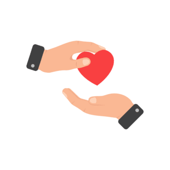 Flat Two Hands Presenting Giving Red Heart Symbol Sign Graphic png