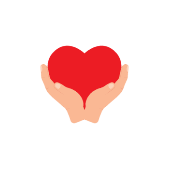 Flat Design Two Hands Holding Red Heart Shape Symbol Illustration png