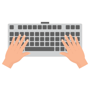 plano ilustração mãos digitando em computador teclado tecnologia conceito png