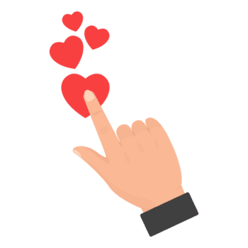 Flat Style Hand Touching Heart Symbol on Screen Application Element png
