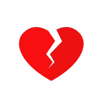 Simple Flat Style Broken Heart Shape for Sadness and Rejection Symbol png