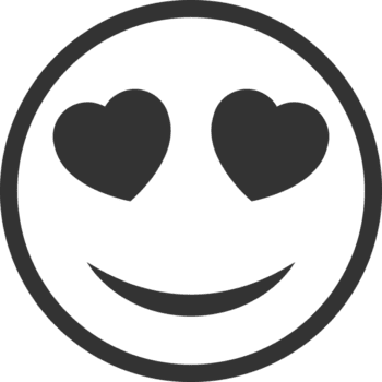 Minimalist Outline Heart Eyes Smiling Face Expression Shape Icon png