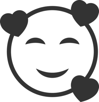 Simple Line Drawing Smiley Face with Surrounding Hearts Icon Symbol png
