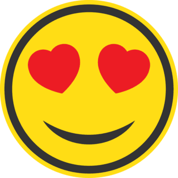 Simple Flat Design Heart Eyes Smiley Face Yellow Social Media Icon png