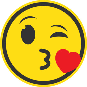 Simple Flat Wink Kiss Emoji Face with Heart Character Expression png