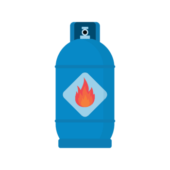 Minimalist Flat Design Blue Gas Cylinder with Flammable Symbol Graphic Illustration png