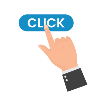 Flat Design Hand Cursor Finger Pointing at Click Button Illustration png