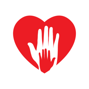 Simple Graphic Heart with Adult and Child Hands Symbol Illustration png
