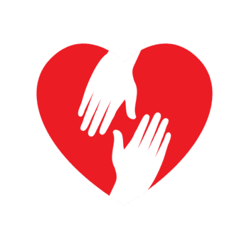 Simple Graphic Two Hands Reaching Inside of a Red Heart Shape png