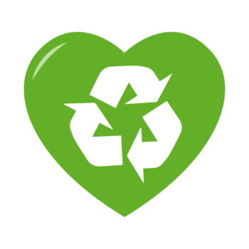 Simple Flat Green Heart with Recycle Symbol Environmental Icon png