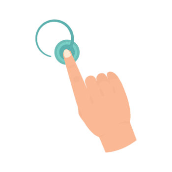 Flat Style Hand Gesture Pushing a Button on Interactive Interface png