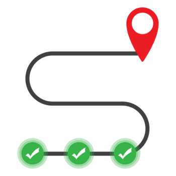 plano Projeto rota com marca de verificação ícones e mapa ponteiro navegação elemento png