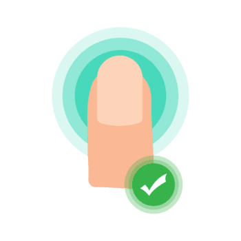 moderno piatto impronta digitale autenticazione con segno di spunta sicurezza sistema grafico elemento png