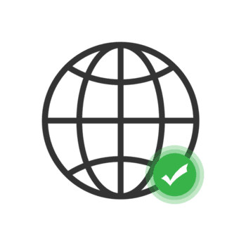 översikt enkel klot med bock symbol ikon, godkänd förbindelse png