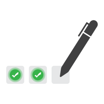 plano ilustração caixa de seleção questionário com caneta confirmando e verificação elemento png