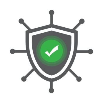 moderno geometrico scudo con segno di spunta e connessione nodi sicurezza icona png