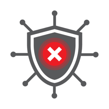 piatto design sicurezza scudo con errore cartello e connessione nodi illustrazione png