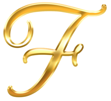 caligrafia ouro carta f png