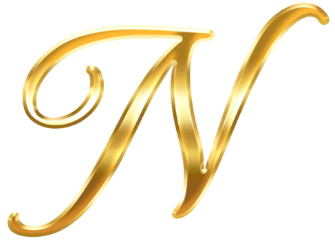 caligrafia ouro carta n png