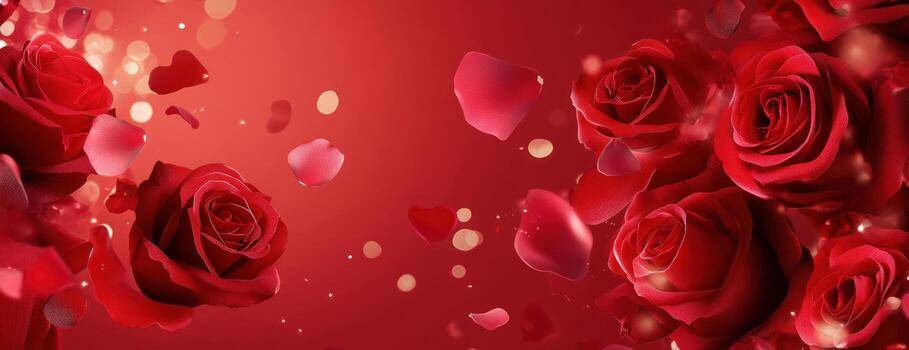 Red roses and petals in motion photo