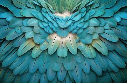 Close-up view of vibrant teal parrot feathers photo