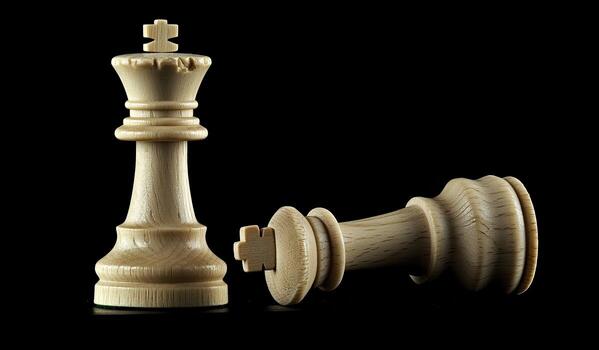 Two chess kings on black background photo