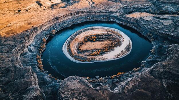 Aerial view of a river loop photo