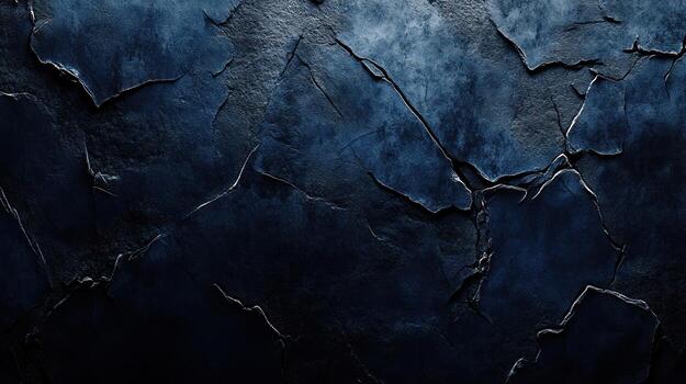 profundo azul, texturizado superficie parecido a agrietado, Envejecido Roca o metal, con variar sombras de oscuridad y sutil reflejos, creando un dramático y misterioso efecto foto