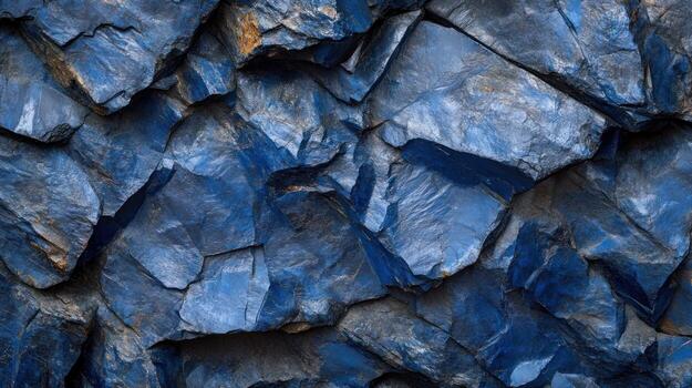 Close-up view of fractured blue rock photo