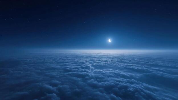 A vast expanse of night clouds, illuminated by the moon photo