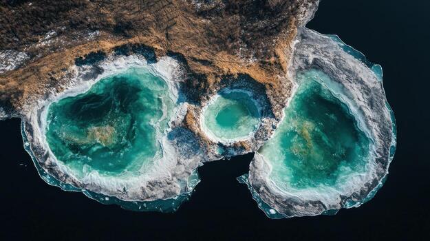 Aerial view of a unique salt lake photo