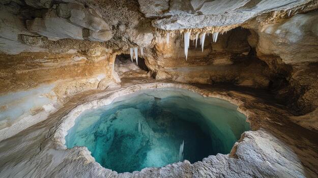 A vast underground pool in a cave photo